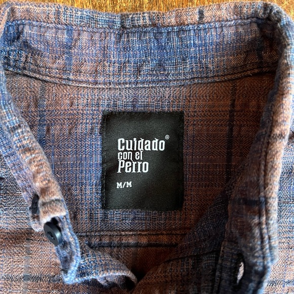 Textured Flannel Shirt Purple Size M - Picture 6 of 7